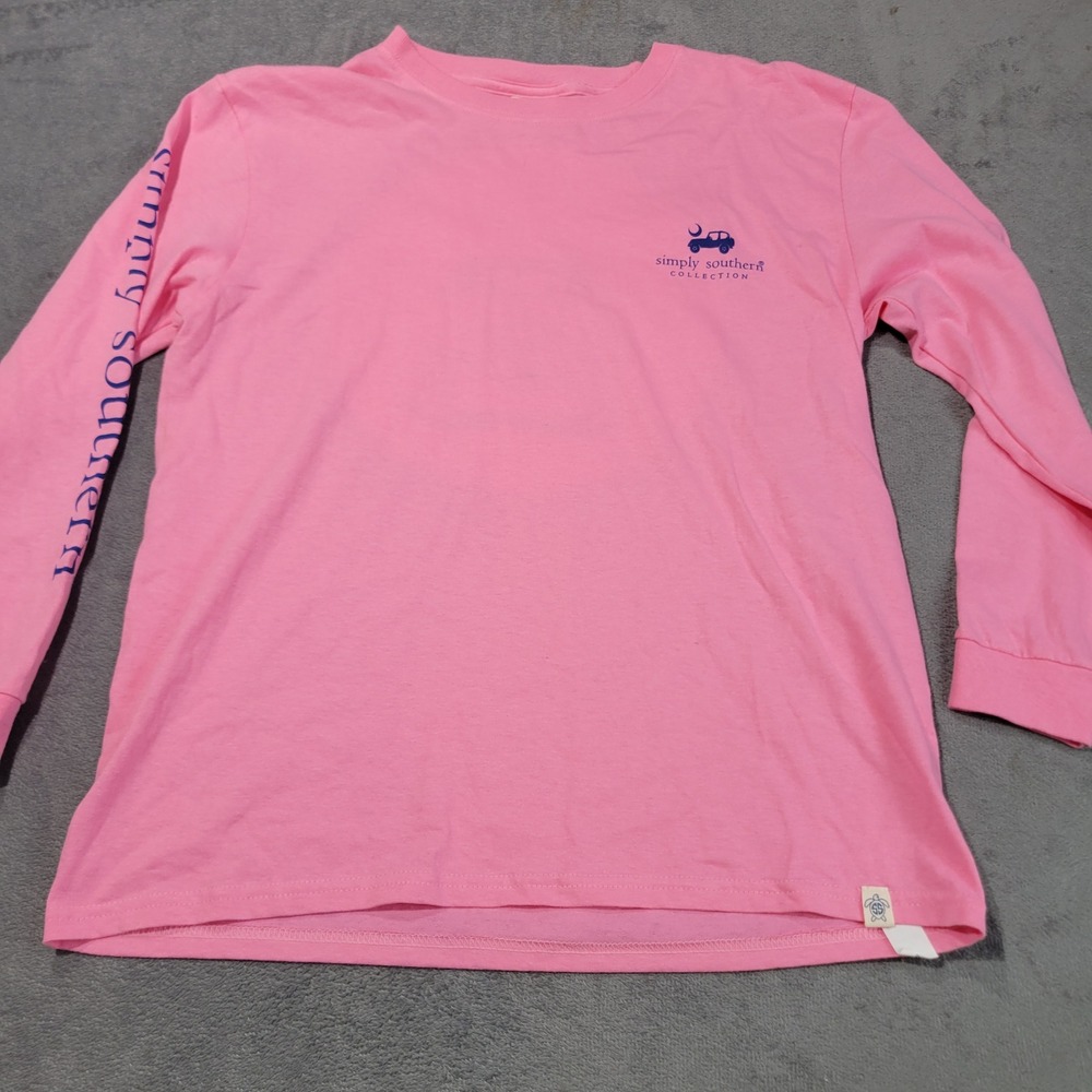 Simply Southern Long Sleeve T-Shirt Youth L Pink Jeep Mountain Time Graphic Tee